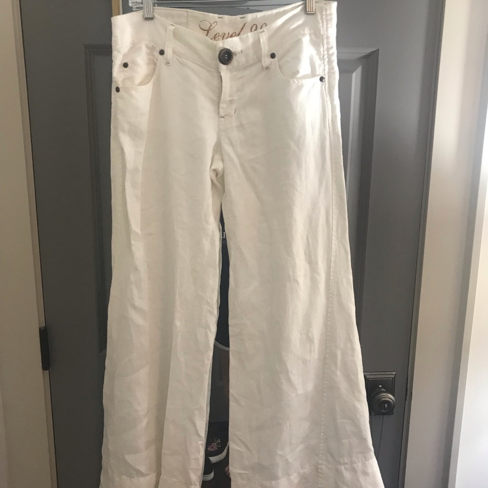 5/$20 100% linen white wide-leg pants